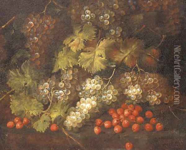 Cherries and grapes on the vine Oil Painting - Abraham Brueghel