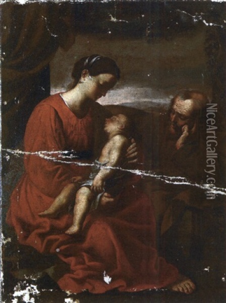 La Sainte Famille Oil Painting - Simone Cantarini