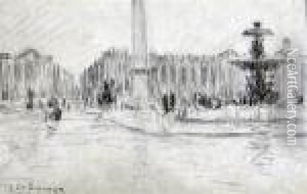 Place De La Concorde Oil Painting - Henri Eugene Augustin Le Sidaner