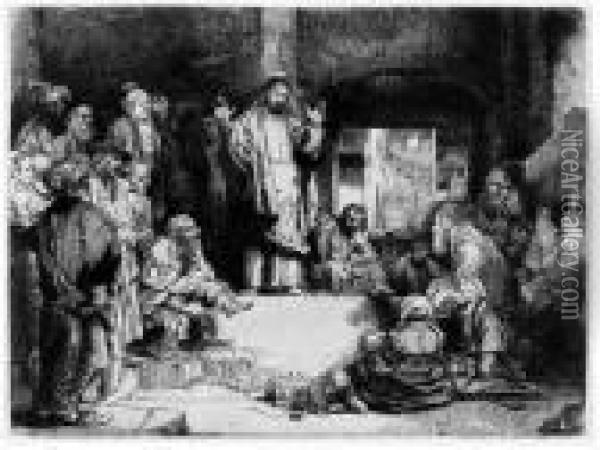 Christ Preaching Oil Painting - Rembrandt Van Rijn