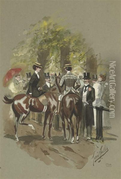 Socialising In Hyde Park Oil Painting - Cecil E.L. Cutler