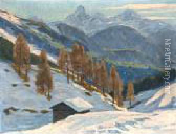 Wiesen Bei Davos Oil Painting - Hans Beat Wieland