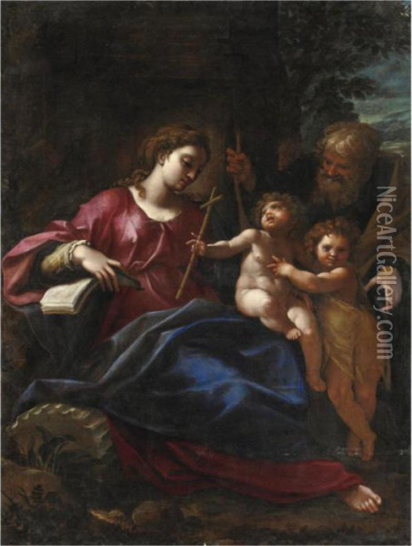 Sacra Famiglia Con San Giovannino Oil Painting - Cristoforo Pomarancio (Roncalli)