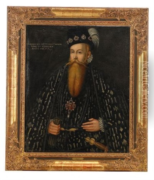 Portratt Av Johan Iii Ikladd Spansk Svart Hovdrakt Med Guldbrodyr Oil Painting - Johan Baptista van Uther