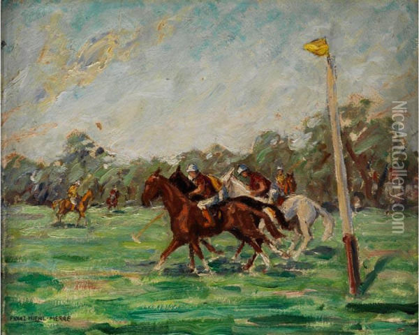 Das Polospiel Oil Painting - Franz Hienl-Merre
