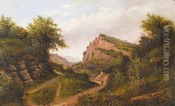 Cheddar Cliffs, Near Bristol Oil Painting - Arthur Gilbert