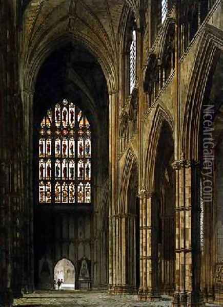 Interior View of Westminster Abbey Looking Towards the West Entrance Oil Painting - Frederick Mackenzie