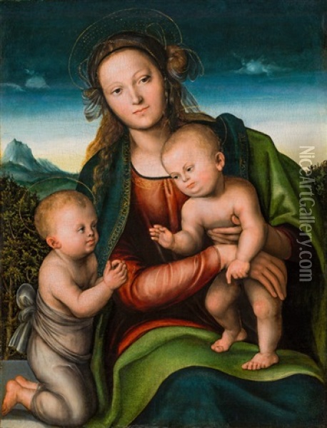 The Virgin And Child With The Infant Saint John Oil Painting - Lucas Cranach the Elder