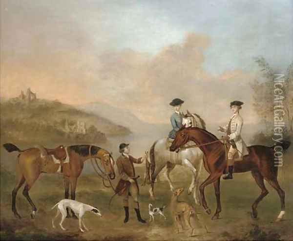 A coursing party in a landscape Oil Painting - James Seymour