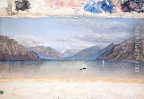 The Mountains of St. Gingolph 1861 Oil Painting - John Edward Brett