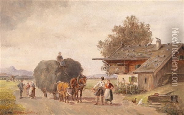 Begegnung Auf Der Landstrase Oil Painting - Ludwig Mueller-Cornelius