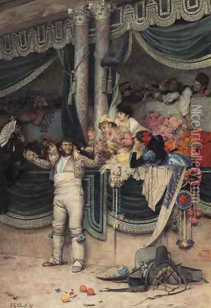 The Bullfighter's Adoring Crowd Oil Painting - Jehan Georges Vibert