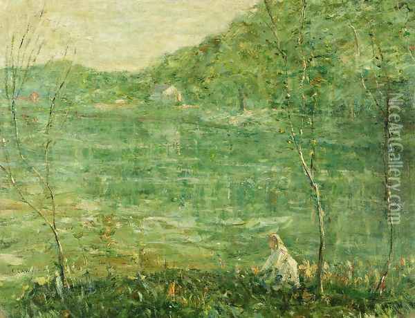 By the River Oil Painting - Ernest Lawson