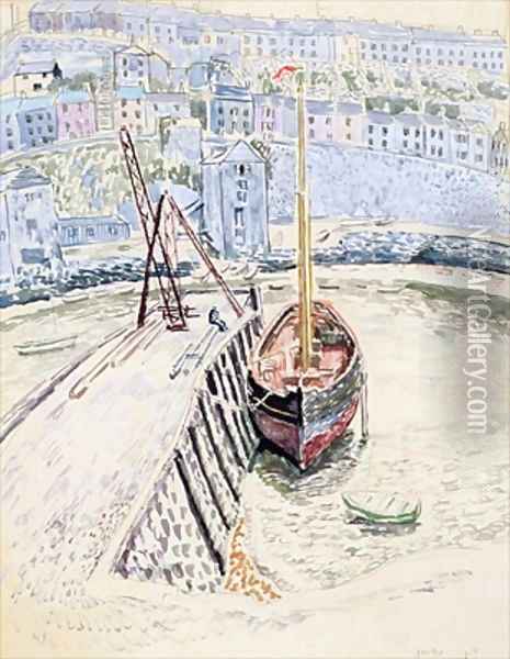 The Sans Pareil in Brixham Harbour Oil Painting - Dora Carrington