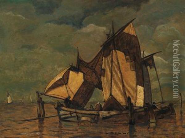 Fischerboote In Der Lagune Oil Painting - Ludwig Dill
