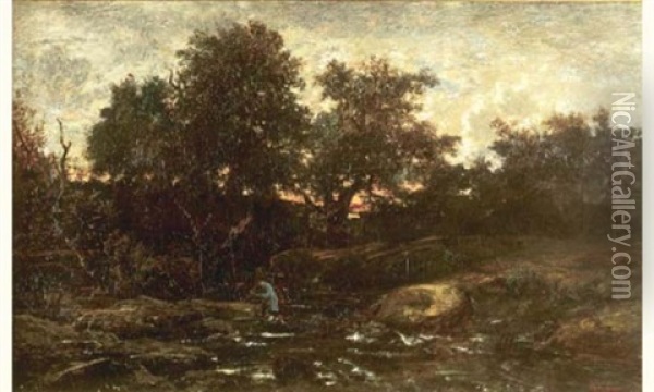 Le Pecheur De Truites Oil Painting - Theodore Rousseau