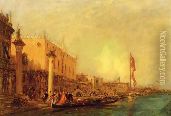 The Nobleman's Embarcation Oil Painting - Felix Ziem