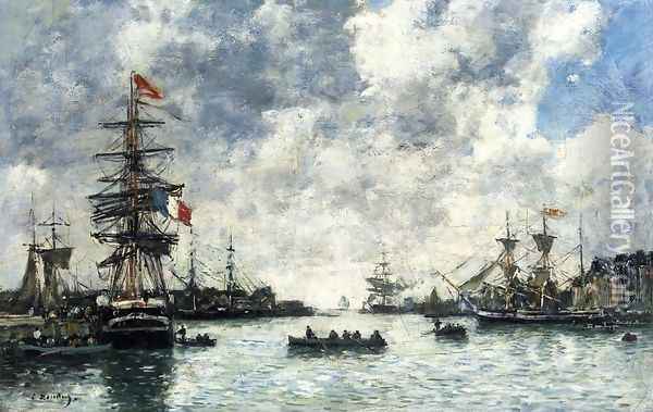 Le Havre, The Outer Harbor Oil Painting - Eugene Boudin