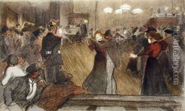 Local Dance, from LEstampe Moderne, published Paris 1897-99 Oil Painting - Theophile Alexandre Steinlen