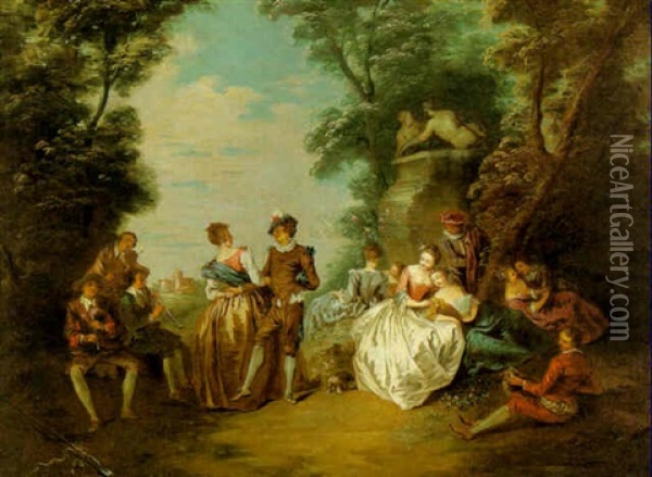 Scene Galante Dans Un Parc Oil Painting - Jean-Baptiste Pater