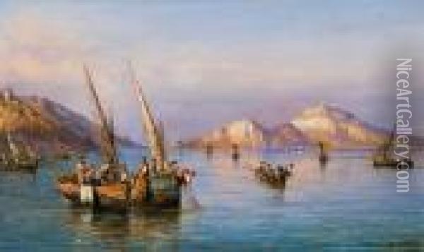 Pescatori A Capri Oil Painting - Consalvo Carelli