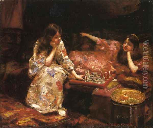 Repose - A Game of Chess Oil Painting - Henry Siddons Mowbray