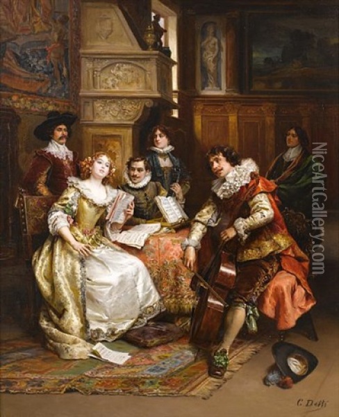 The Final Rehearsal Oil Painting - Cesare Auguste Detti