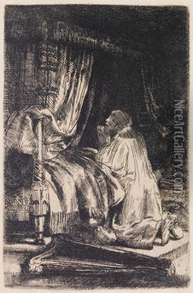 David At Prayer. Oil Painting - Rembrandt Van Rijn