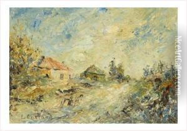 Les Maisons Au Bord Du Chemin Oil Painting - Louis Hilaire Carrand