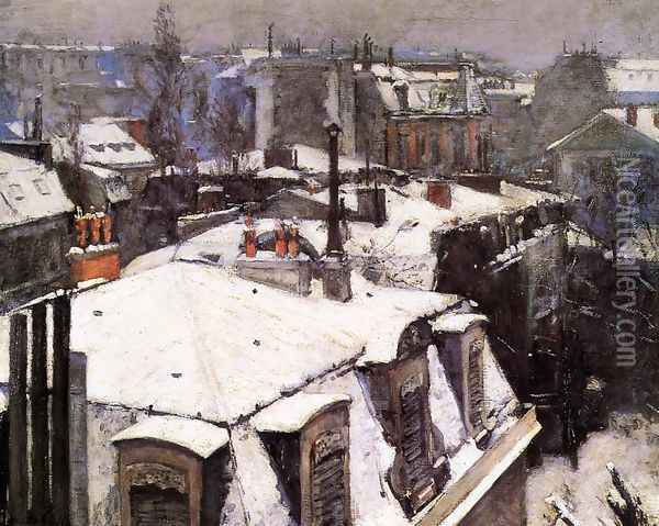 Rooftops Under Snow Oil Painting - Gustave Caillebotte