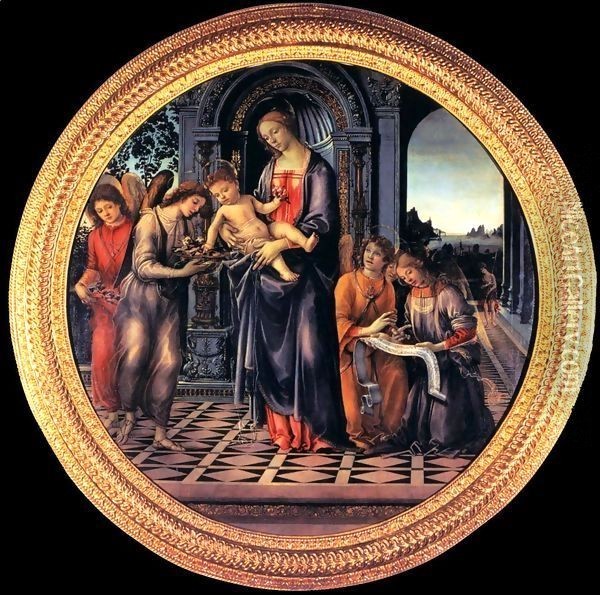 Virgin and Child with Angels Oil Painting - Filippino Lippi