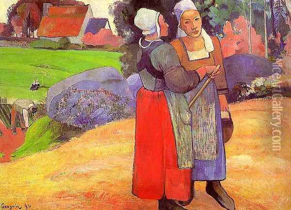 Breton Peasants 1894 Oil Painting - Paul Gauguin