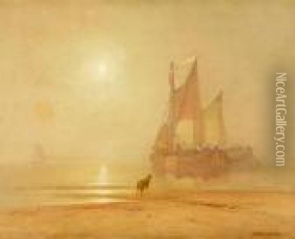 Coastal Scene At Dawn Oil Painting - Franklin Briscoe