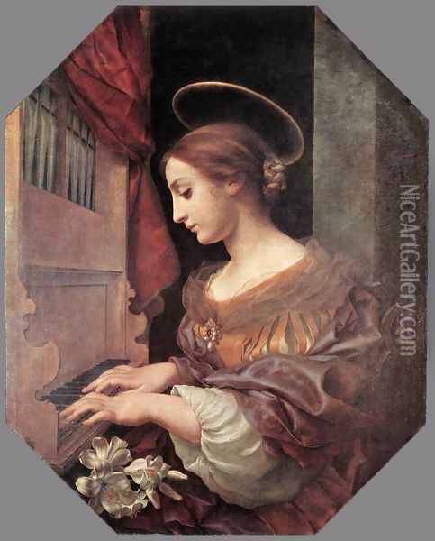 St Cecilia at the Organ 1671 Oil Painting - Carlo Dolci
