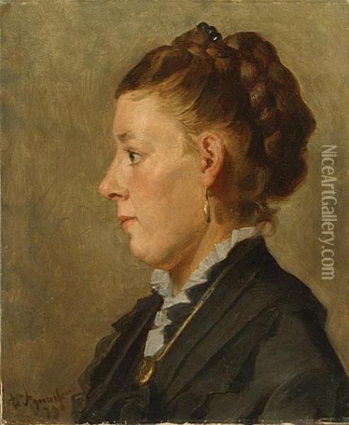 Portret Van Een Jonge Vrouw. Oil Painting - Edouard Agneessens