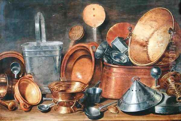 Still Life with Kitchen Utensils Oil Painting - Cornelis Jacobsz Delff