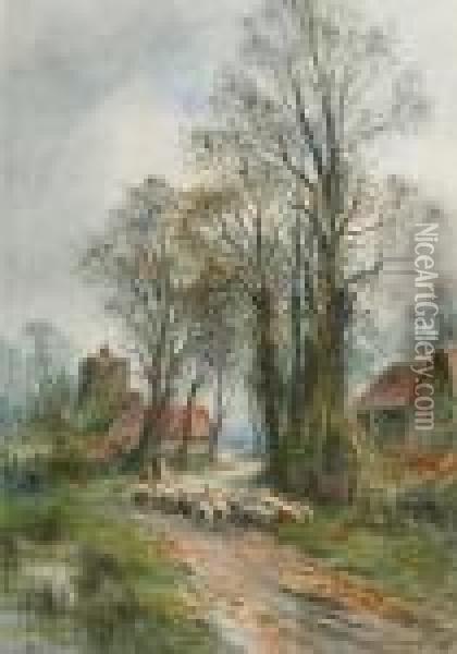 An Autumn Lane; A Sussex Lane Oil Painting - Henry John Kinniard