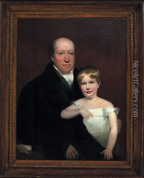 Portrait Of Roger Aytoun And His Son William Edmundstoune Aytoun At The Age Of Four Oil Painting - John Watson Gordon