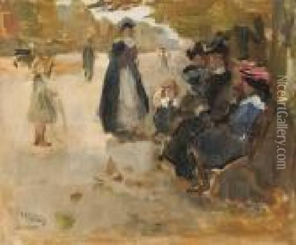 An Autumn Day In A Park, Paris Oil Painting - Isaac Israels