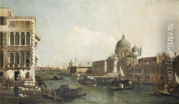 The Grand Canal With The Church Of Santa Maria Della Salute, Venice Oil Painting - Bernardo Bellotto