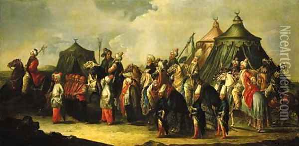 A triumphal procession of Turks Oil Painting - Francesco Fontebasso