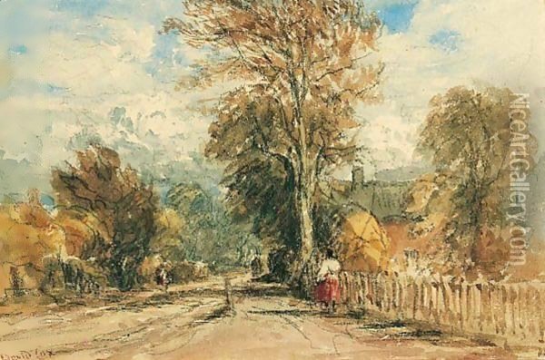 A Figure On A Country Road Oil Painting - David Cox