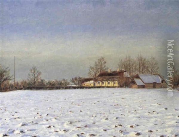 En Vinterdag Pa Landet I Sol Oil Painting - Hans Andersen Brendekilde