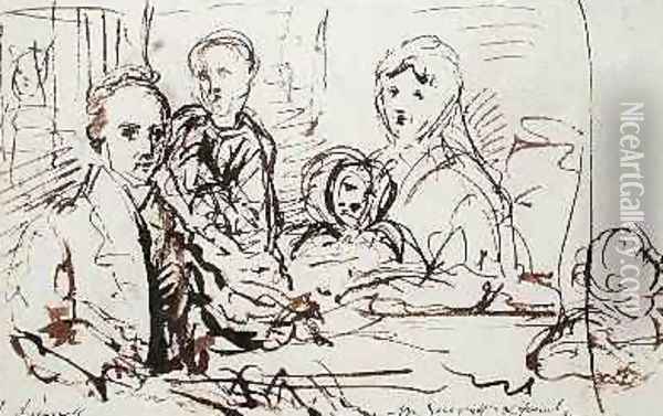 William Albin Garratt and Family 1830 Oil Painting - John Linnell