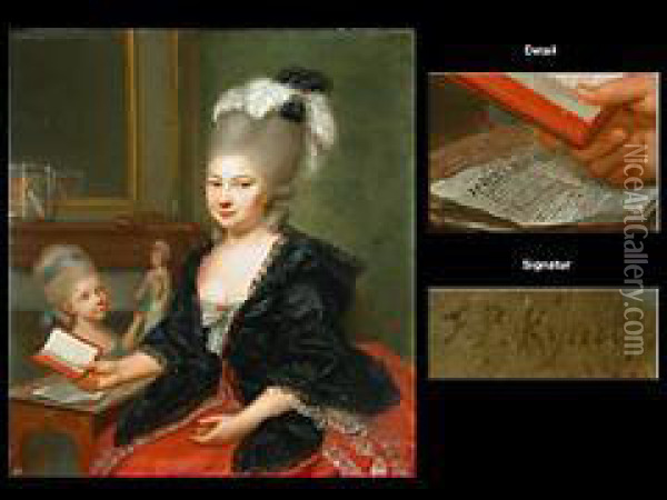 Junge Dame Mit Ihrem Kind Im Salon Bei Der Lekture Oil Painting - Franz Peter Joseph Kymli