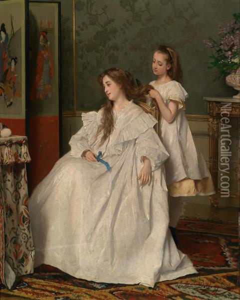 Madre E Figlia Oil Painting - Gustave Leonhard de Jonghe