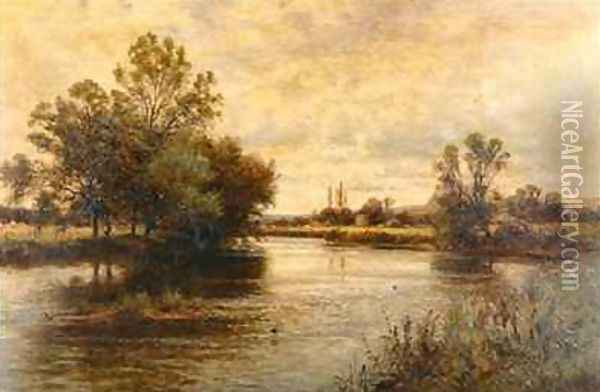 Penton Hook on the Thames Oil Painting - Alfred I Glendening