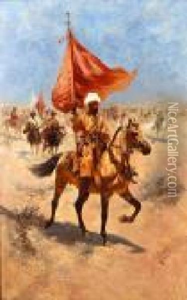 La Marcia Della Cavalleria Berbera Oil Painting - Franz Roubaud