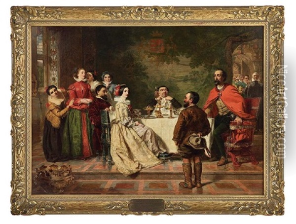 Don Quixote: Sancho Panza Tells A Tale To The Duke And Duchess Oil Painting - William Powell Frith