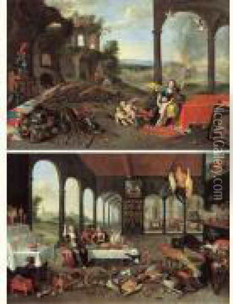 Allegorie De La Guerre Ou Du Feu Oil Painting - Pieter Van Avont